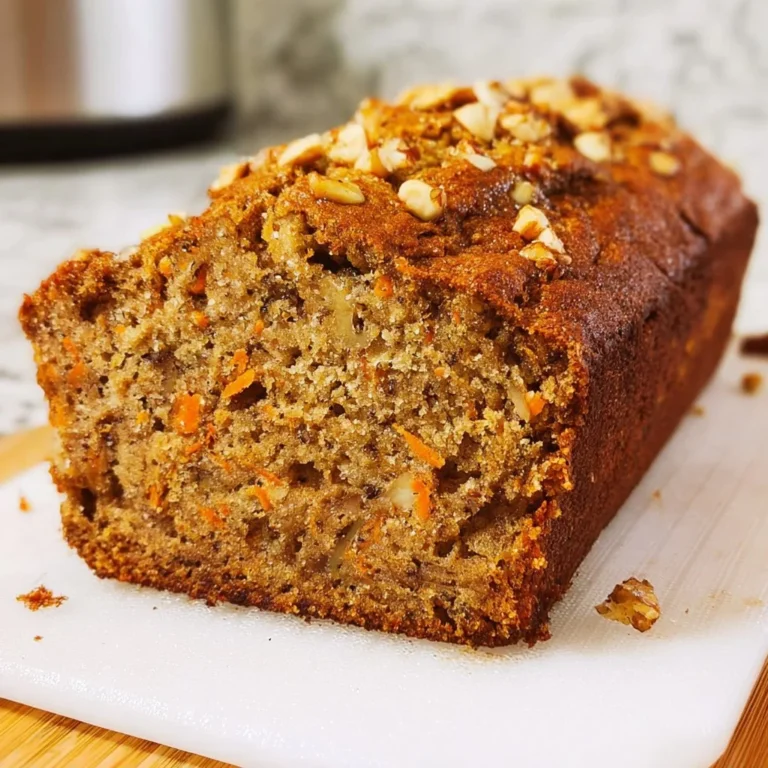 Loaf of homemade carrot banana bread on a wooden table