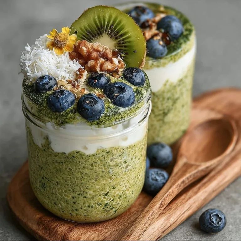 Bowl of matcha overnight oats topped with berries and nuts