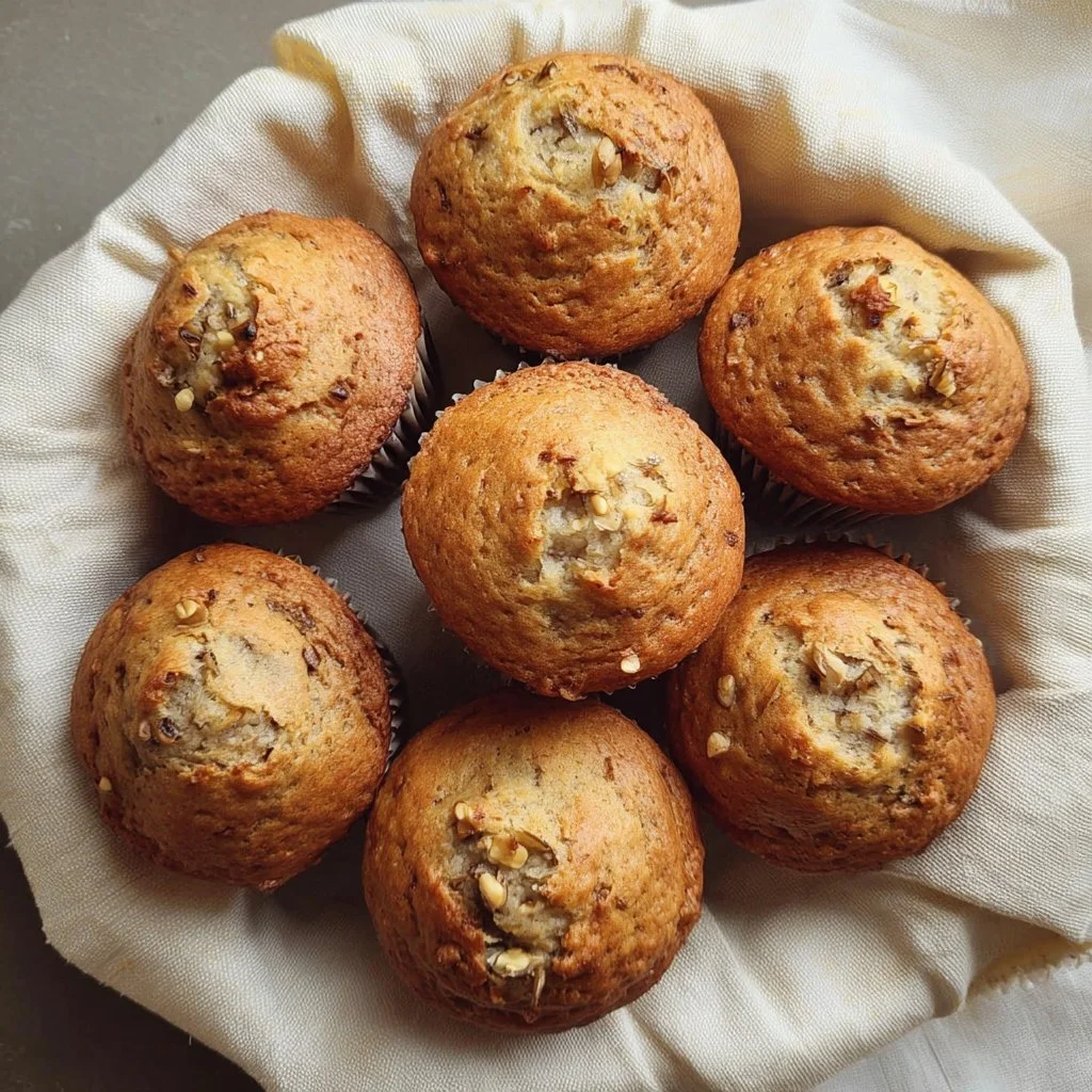 Delicious quick and easy vegan banana muffins on a plate