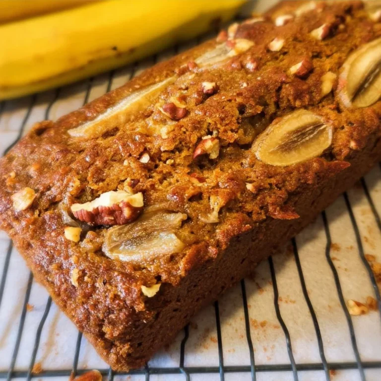 Slice of vegan apple banana bread on a wooden plate with a fork