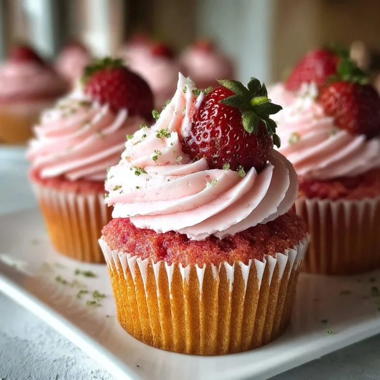 Vegan strawberry cupcakes with fresh strawberries and a creamy frosting