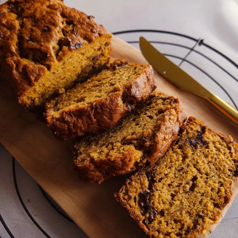Vegan sweet potato banana bread with slices on a wooden cutting board.