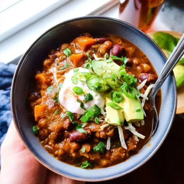 Bowl of 30-minute vegetarian pumpkin chili topped with cilantro