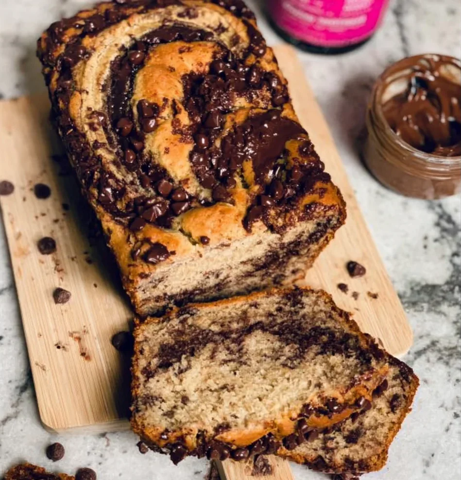 Vegan Banana Bread with Chocolate Hazelnut Swirl