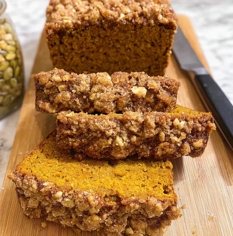 Vegan Pumpkin Bread with Nut Crumble Topping