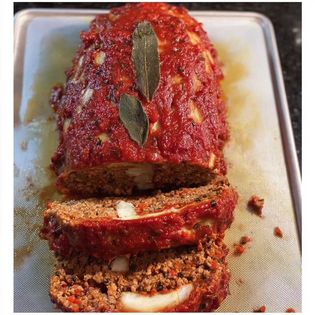 Delicious Vegan Italian Meatloaf served on a plate with herbs