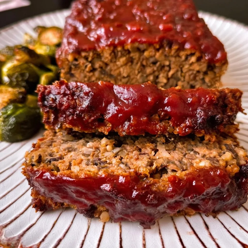 Vegan Gluten-Free Meatloaf served with fresh herbs and vegetables
